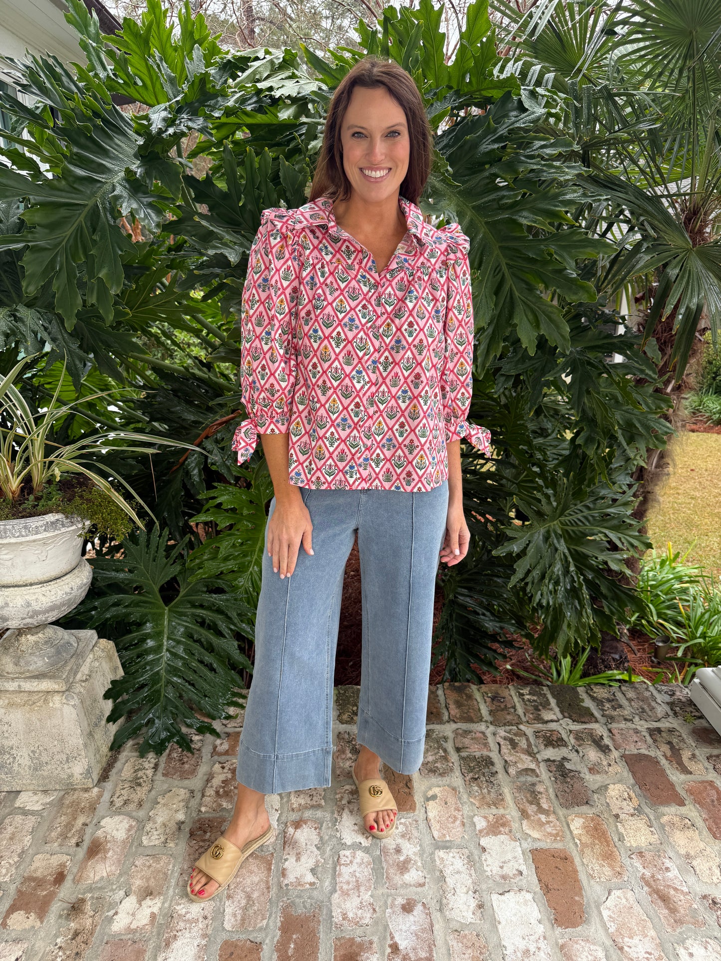 Lady Banks Red Floral Print Top