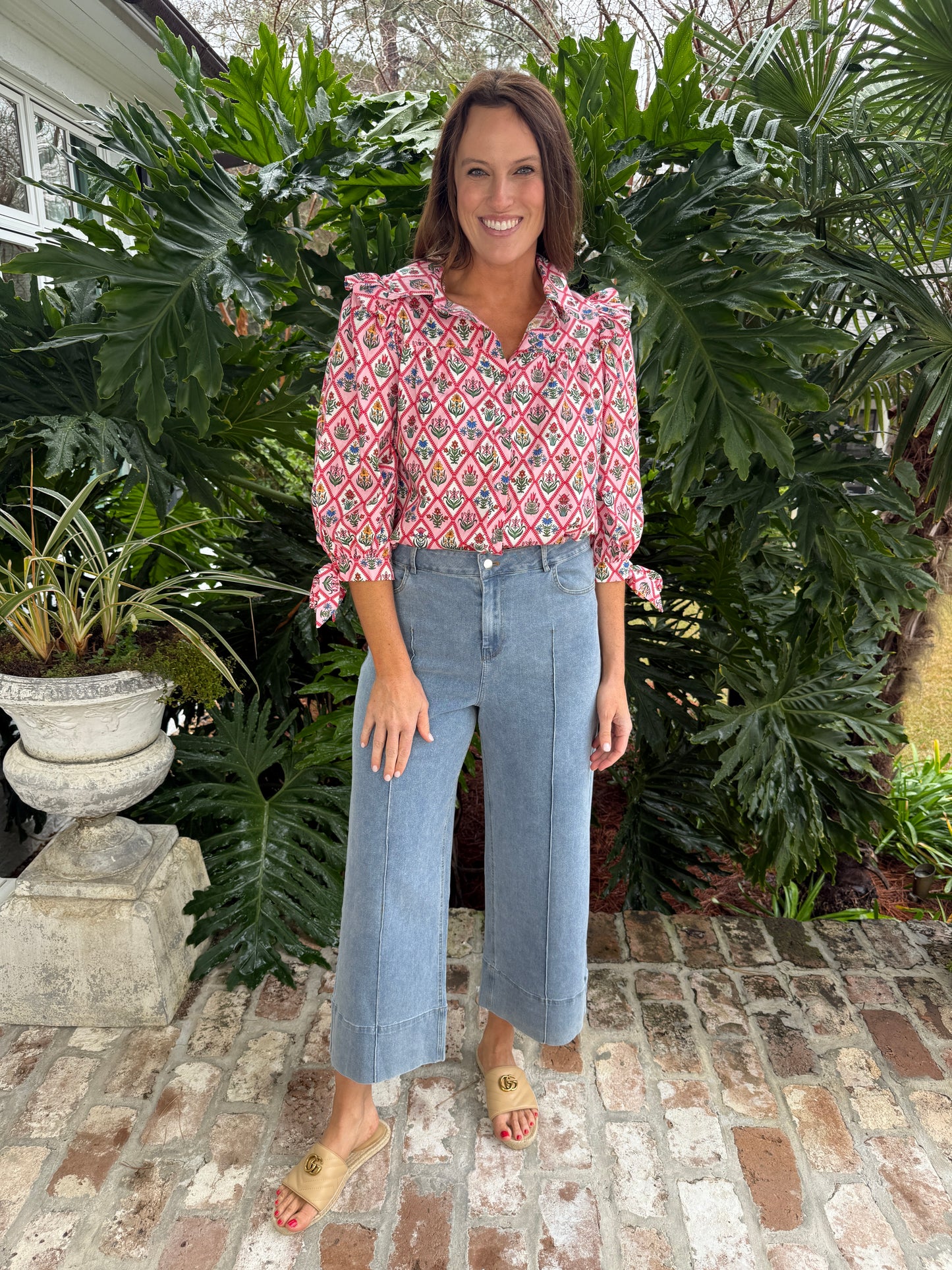 Lady Banks Red Floral Print Top