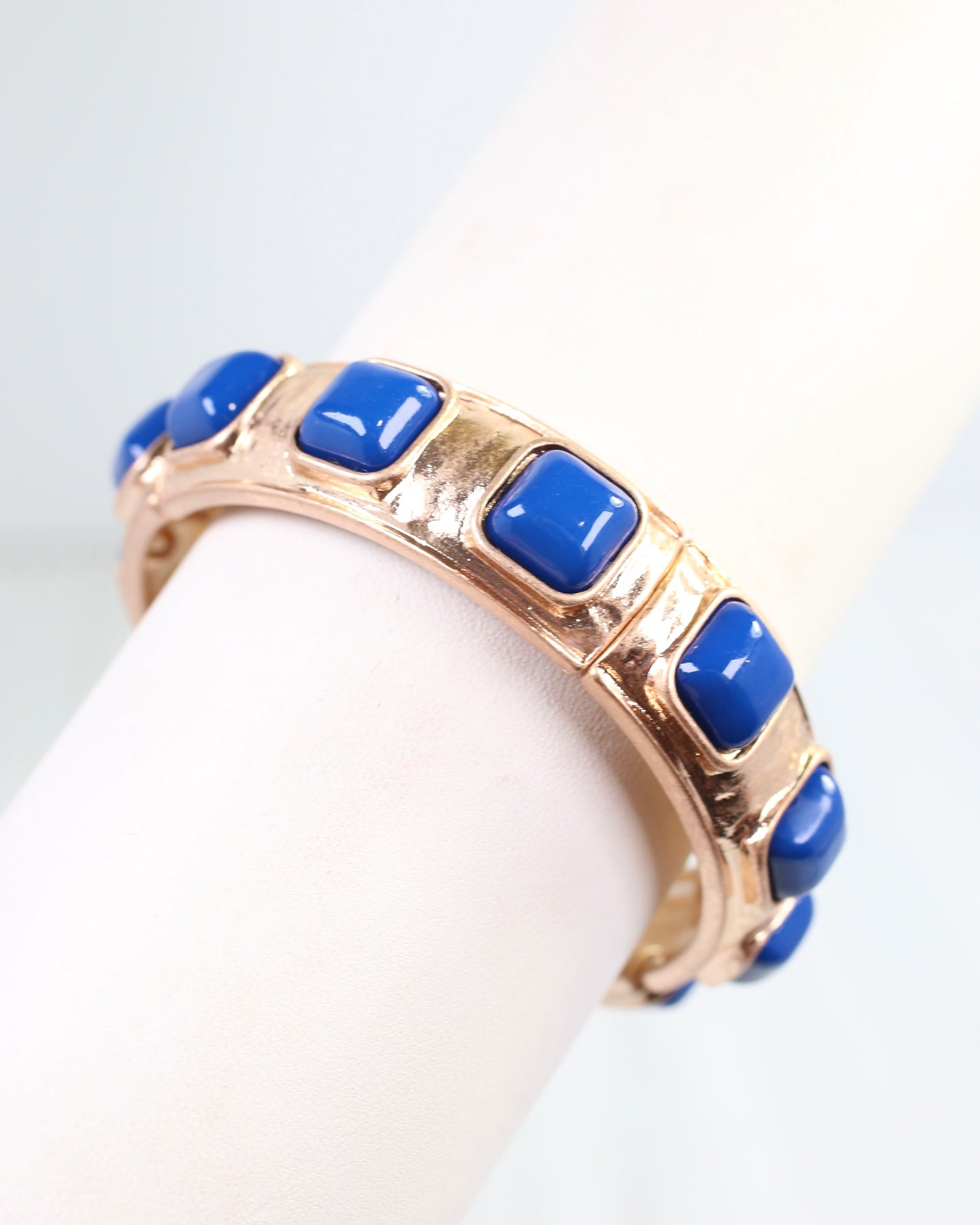 Allie Hammered Gold Stretch Bracelet Blue