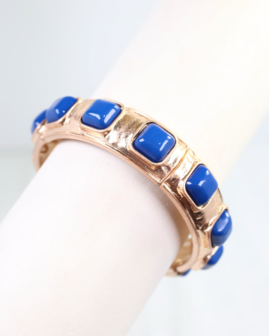 Allie Hammered Gold Stretch Bracelet Blue