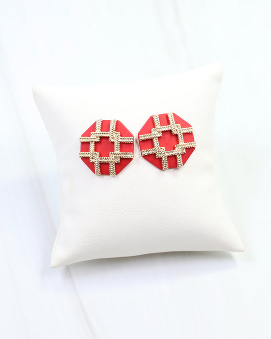 Avril Octagon Post Earring Red