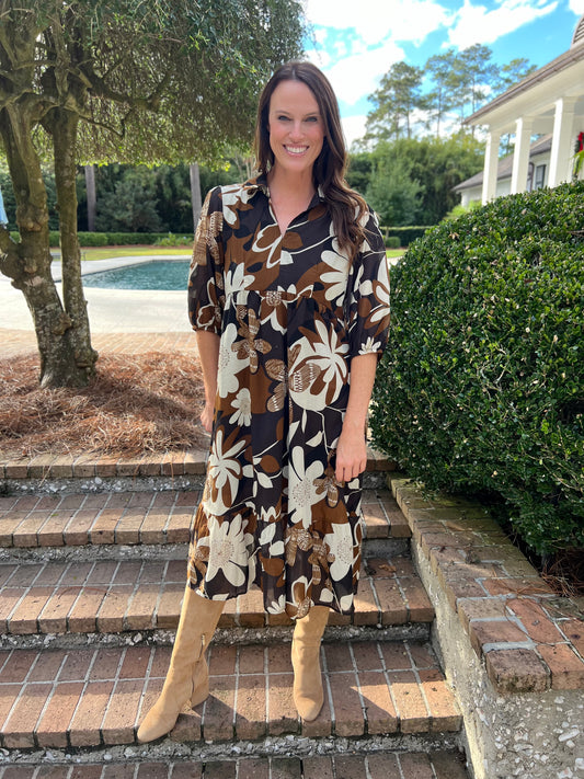 Safari Sunflower Midi Dress