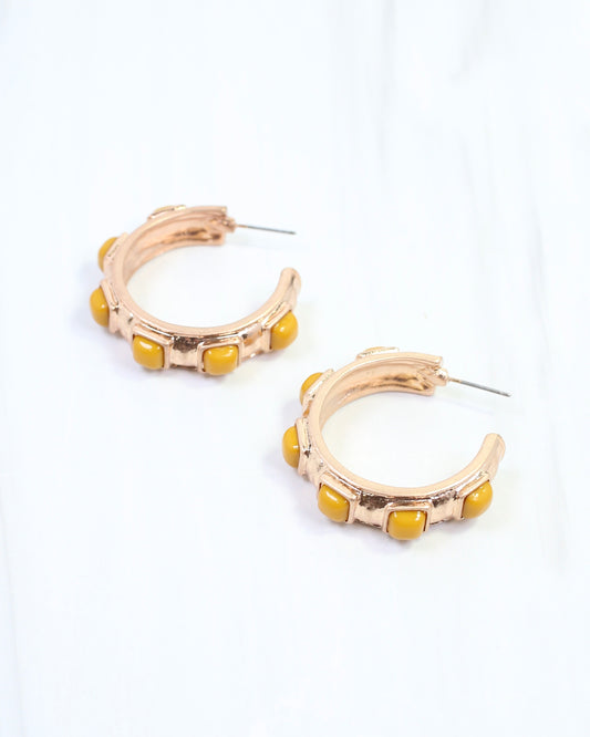 Allie Hammered Gold Earring Mustard