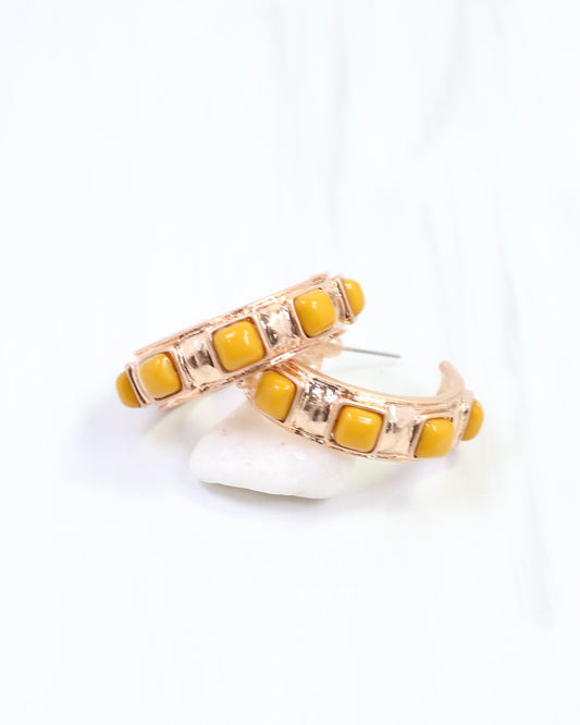 Allie Hammered Gold Earring Mustard