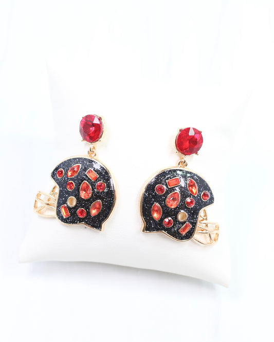 Halsey Helmet Earring Black Red