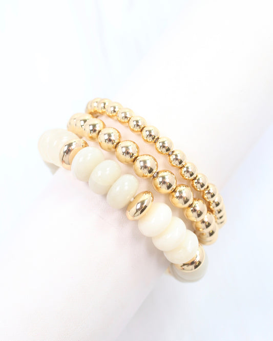 Eye Candy Stretch Bracelet Set Ivory