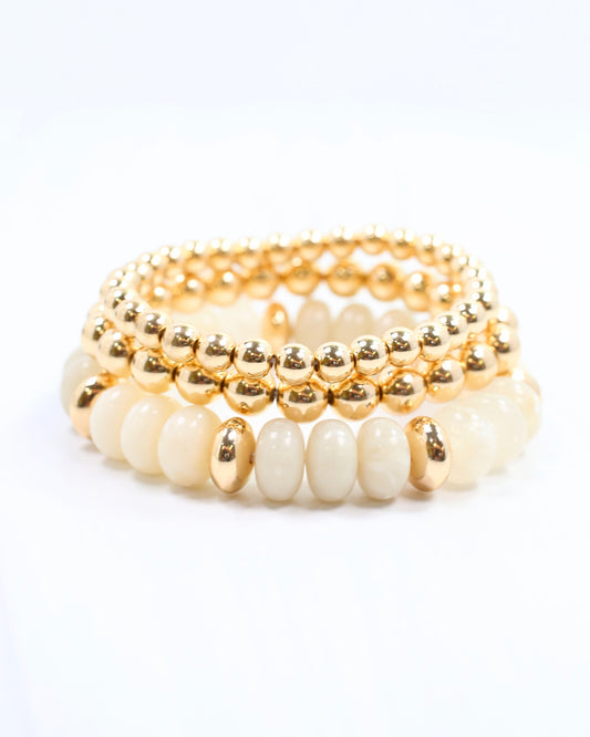 Eye Candy Stretch Bracelet Set Ivory
