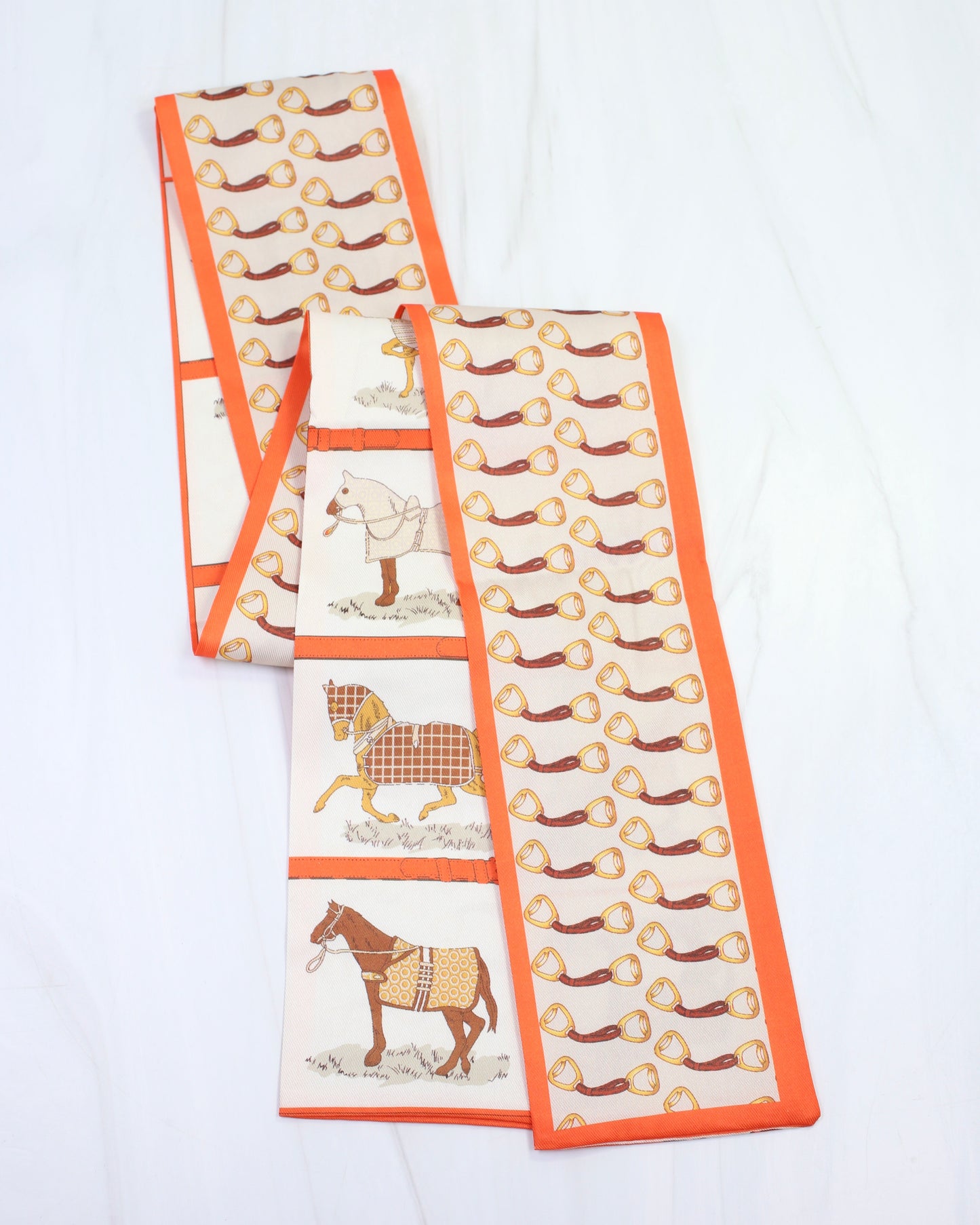 Deanna Reversible Equestrian Skinny Scarf Orange