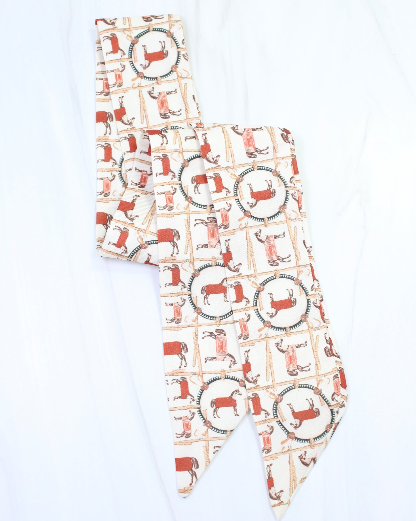 Demi Equestrian Skinny Scarf Ivory