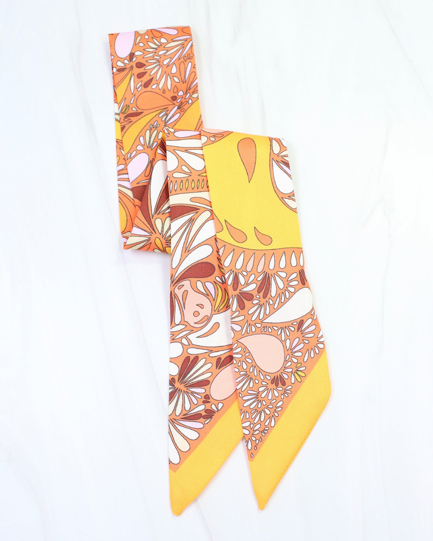 Suri Paisley Print Skinny Scarf Orange