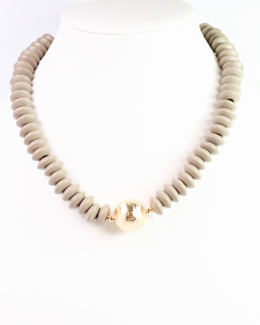 Dayle Disc and Ball Necklace Brown