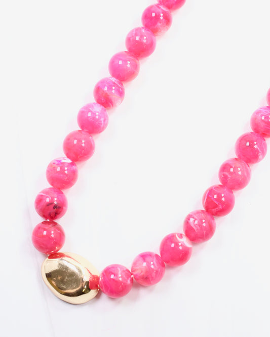 Brooklyn Bold Stone Necklace Fuchsia