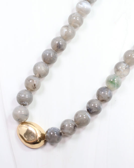 Brooklyn Bold Stone Necklace Gray