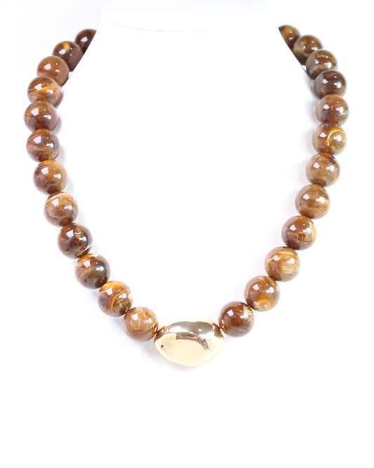 Brooklyn Bold Stone Necklace Brown