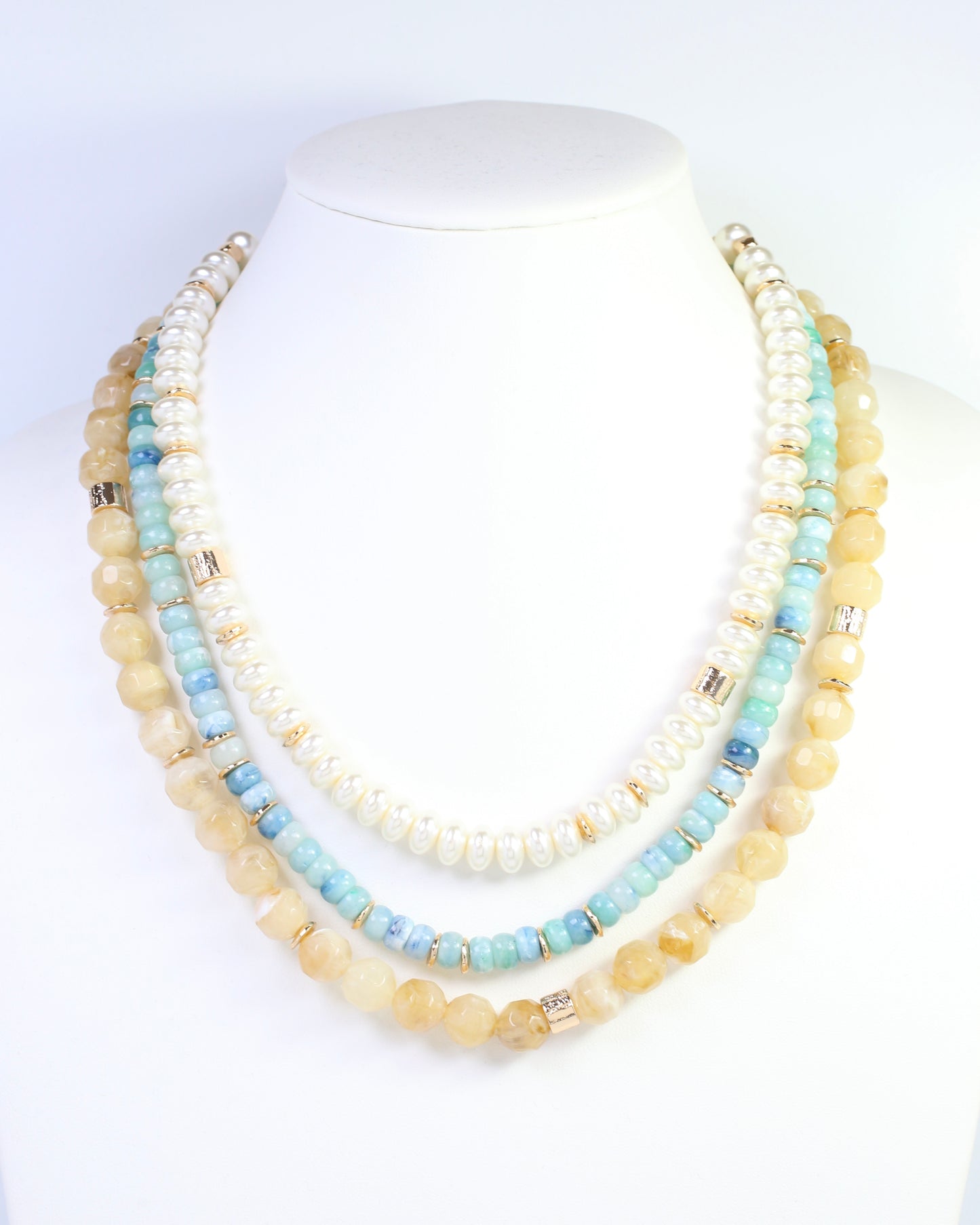 Diane Beaded Layered Necklace Natural