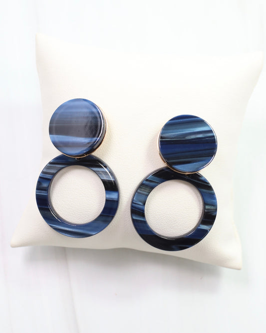 Bentlee Circle Drop Earring Navy