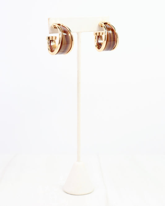 Daphne Gold Trimmed Hoop Brown
