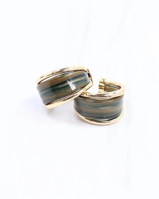 Daphne Gold Trimmed Hoop Green