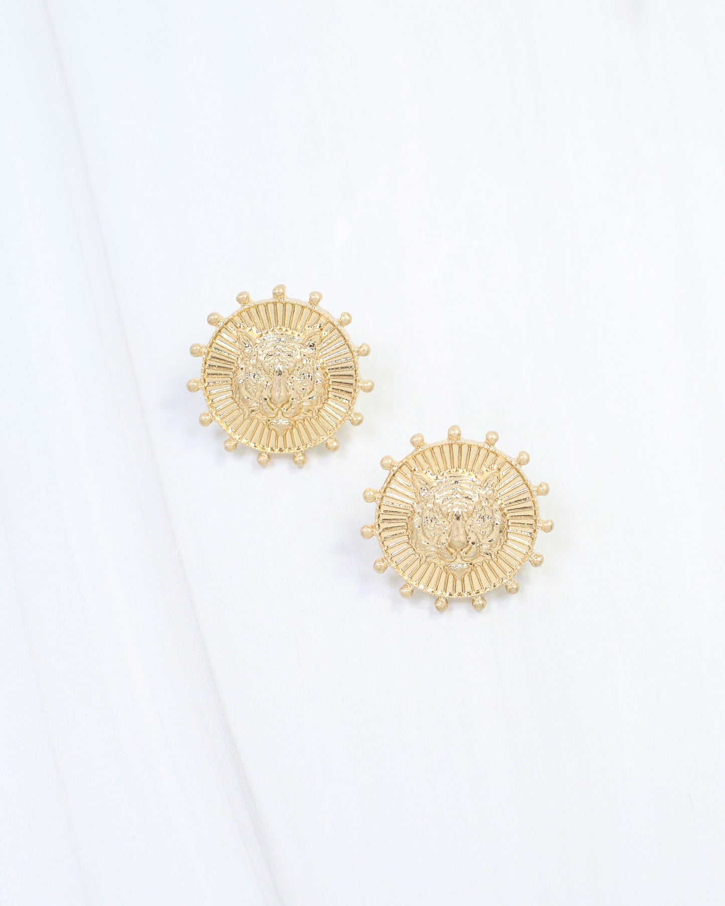 Carmen Coin Earring Tiger Worn Gold