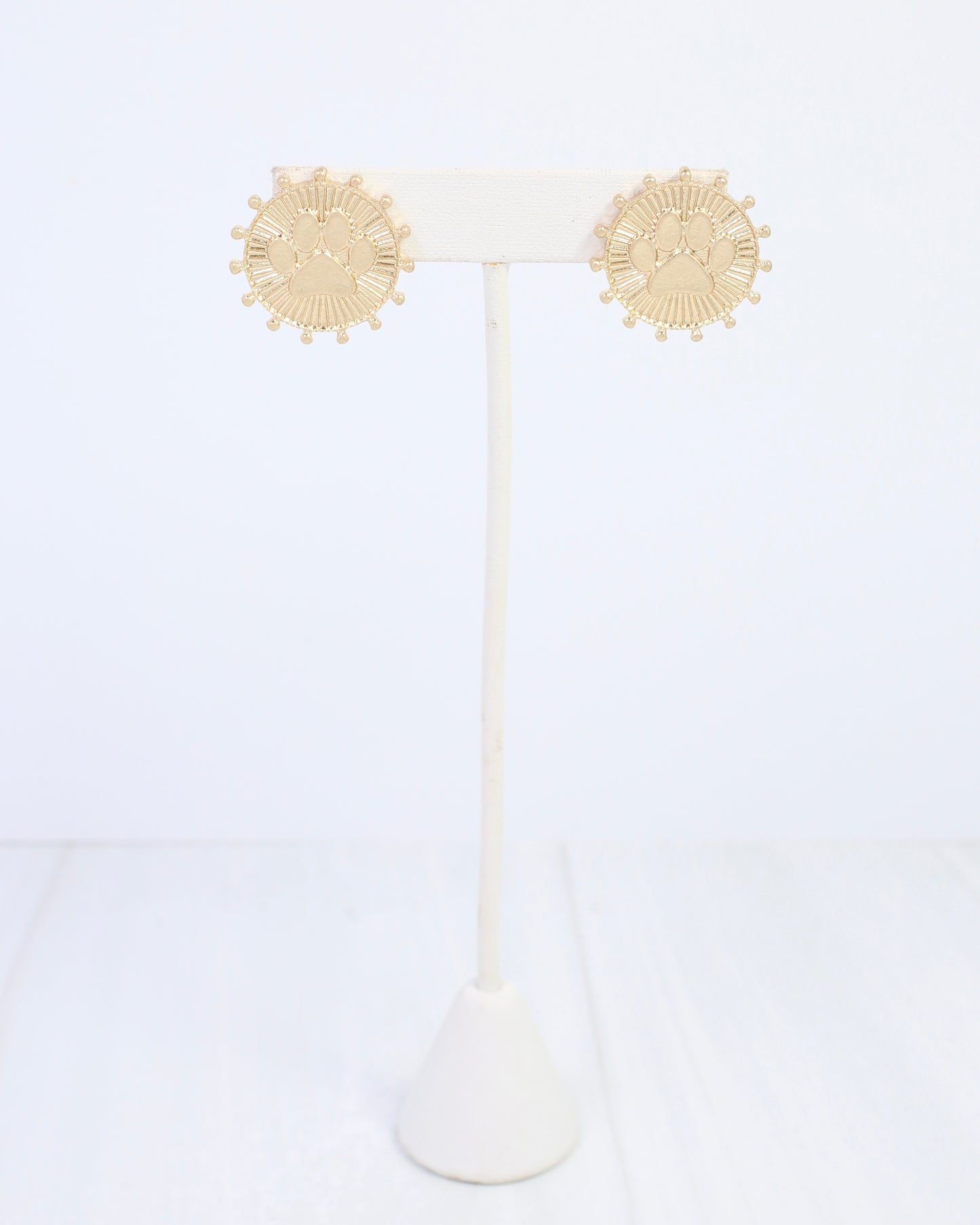 Carmen Coin Earring Paw Print Worn Gold