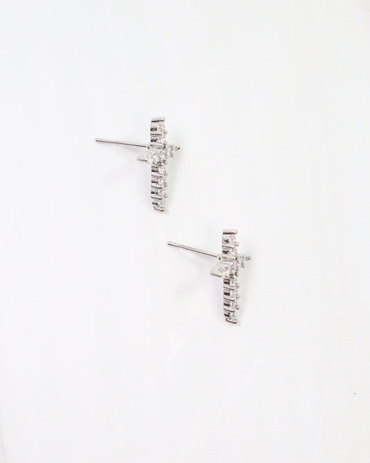Florence CZ Cross Earring Silver