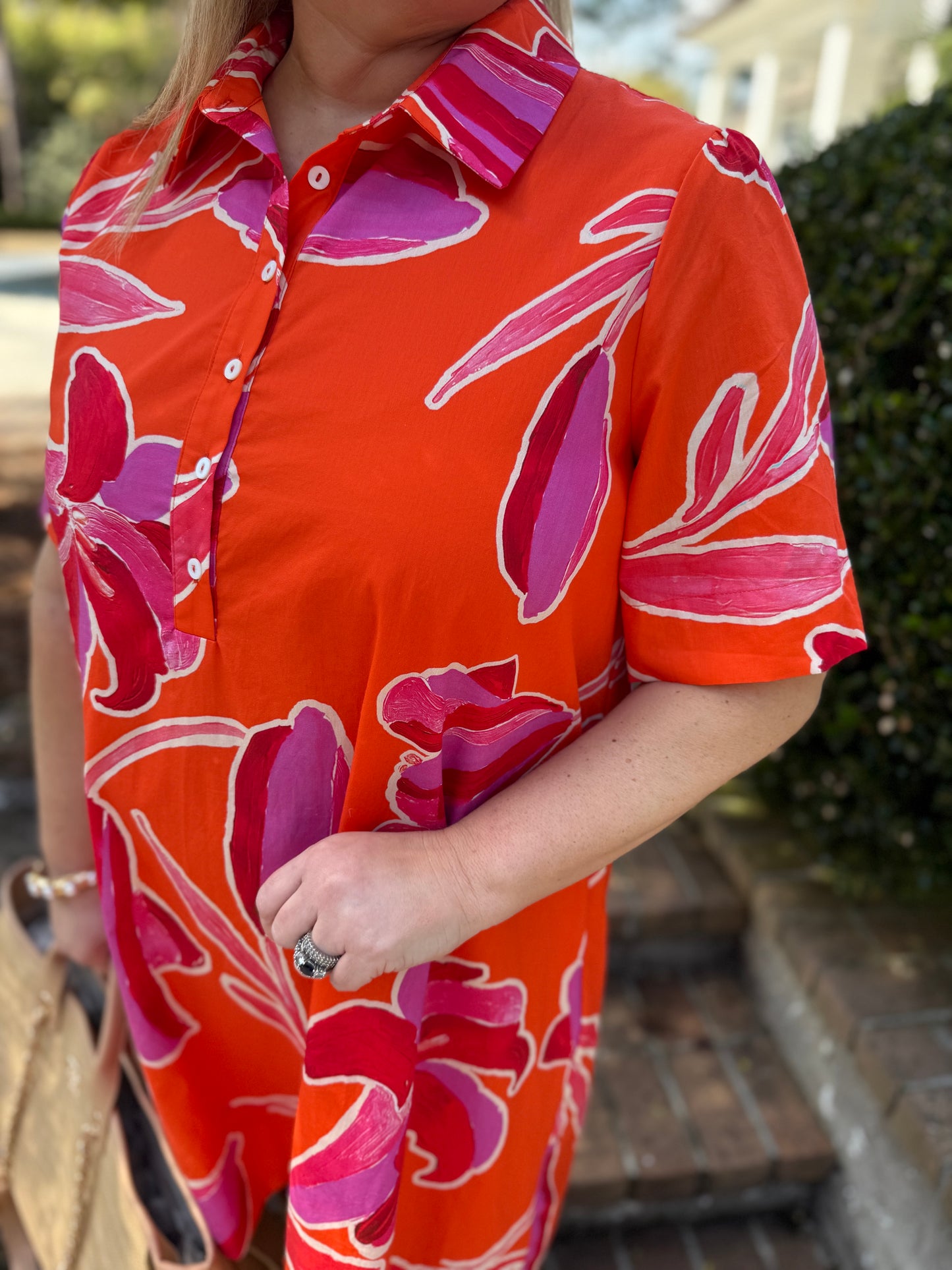 Diegie Orange Floral Print Dress