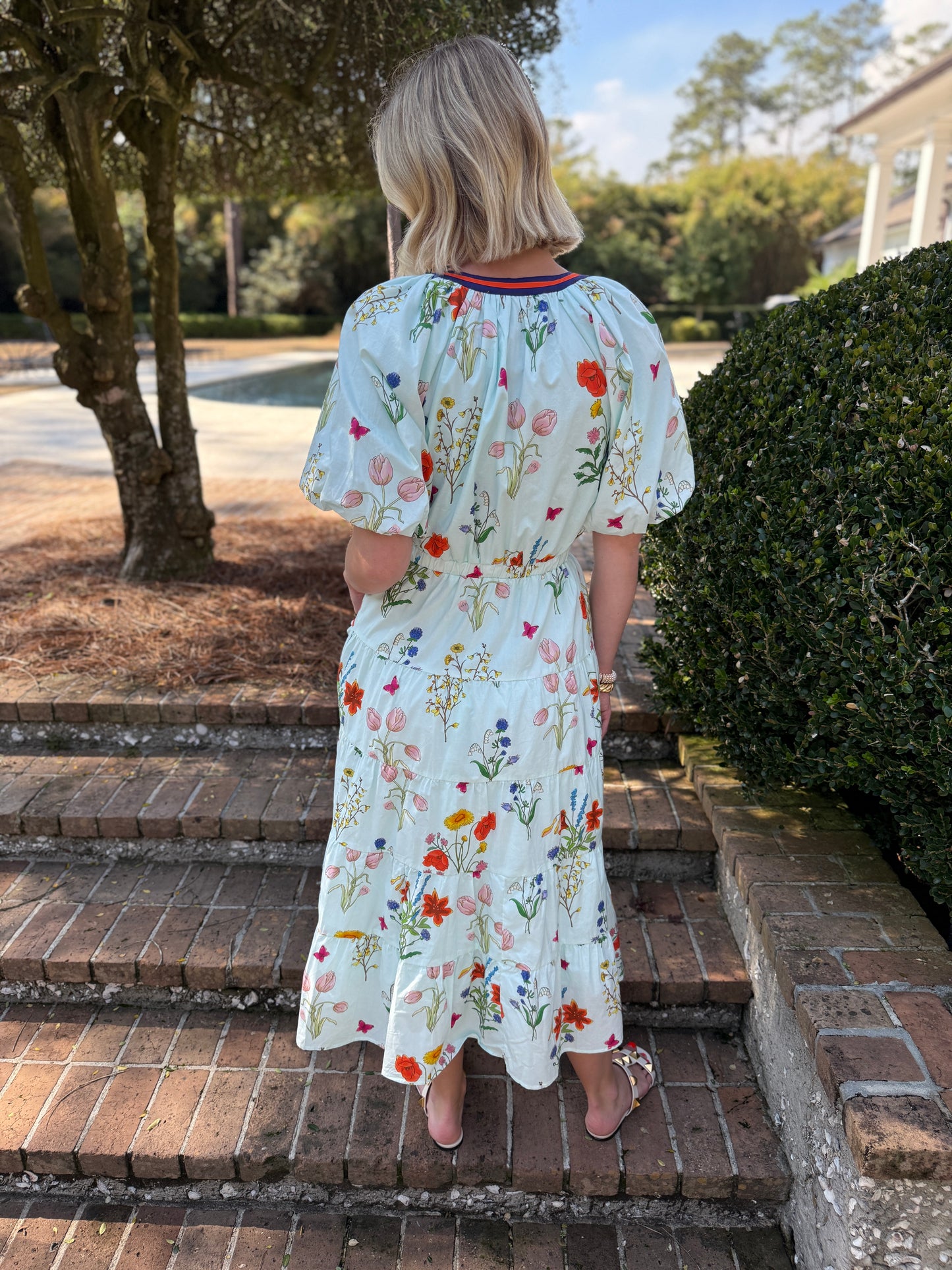 Botanical Garden Mint Short Sleeve Maxi Dress