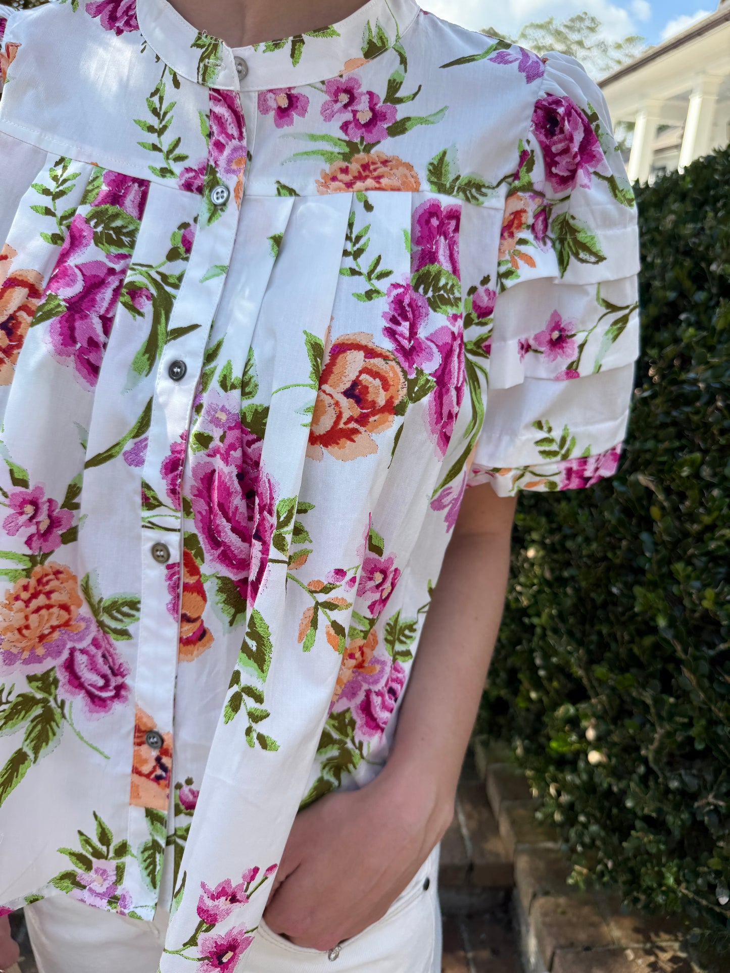 Ready For Spring White Floral Print Top