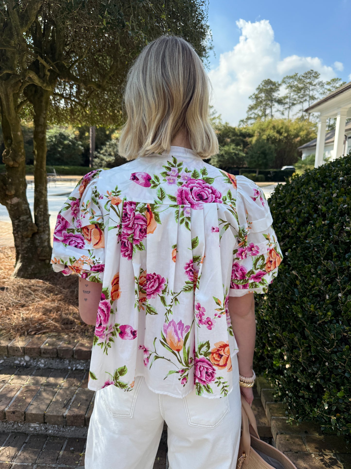 Ready For Spring White Floral Print Top