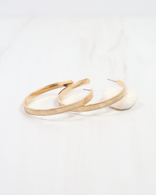 Bentley Brushed Gold Hoop Earring Gold