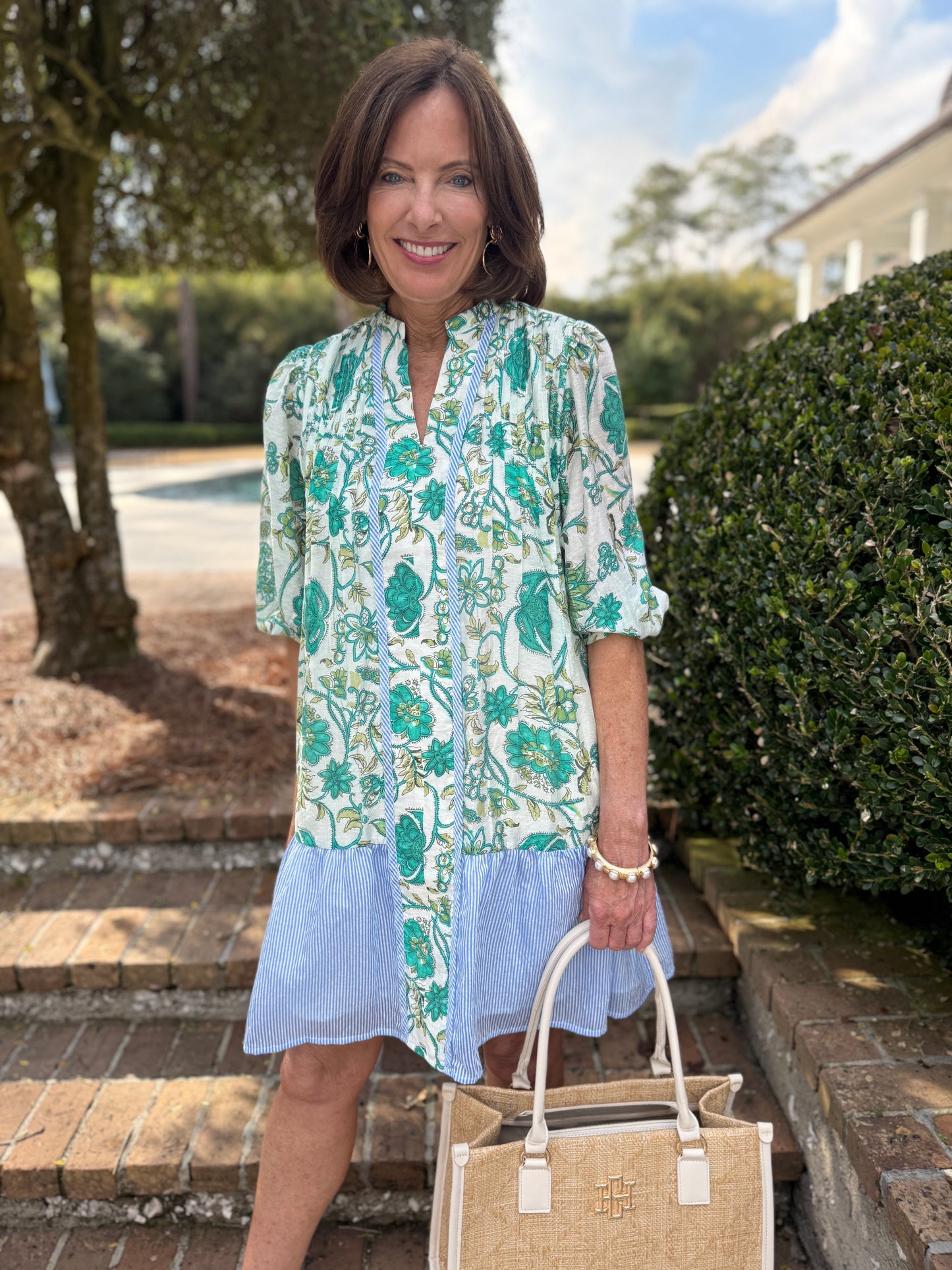 Garden Flare Short Sleeve Floral Dress