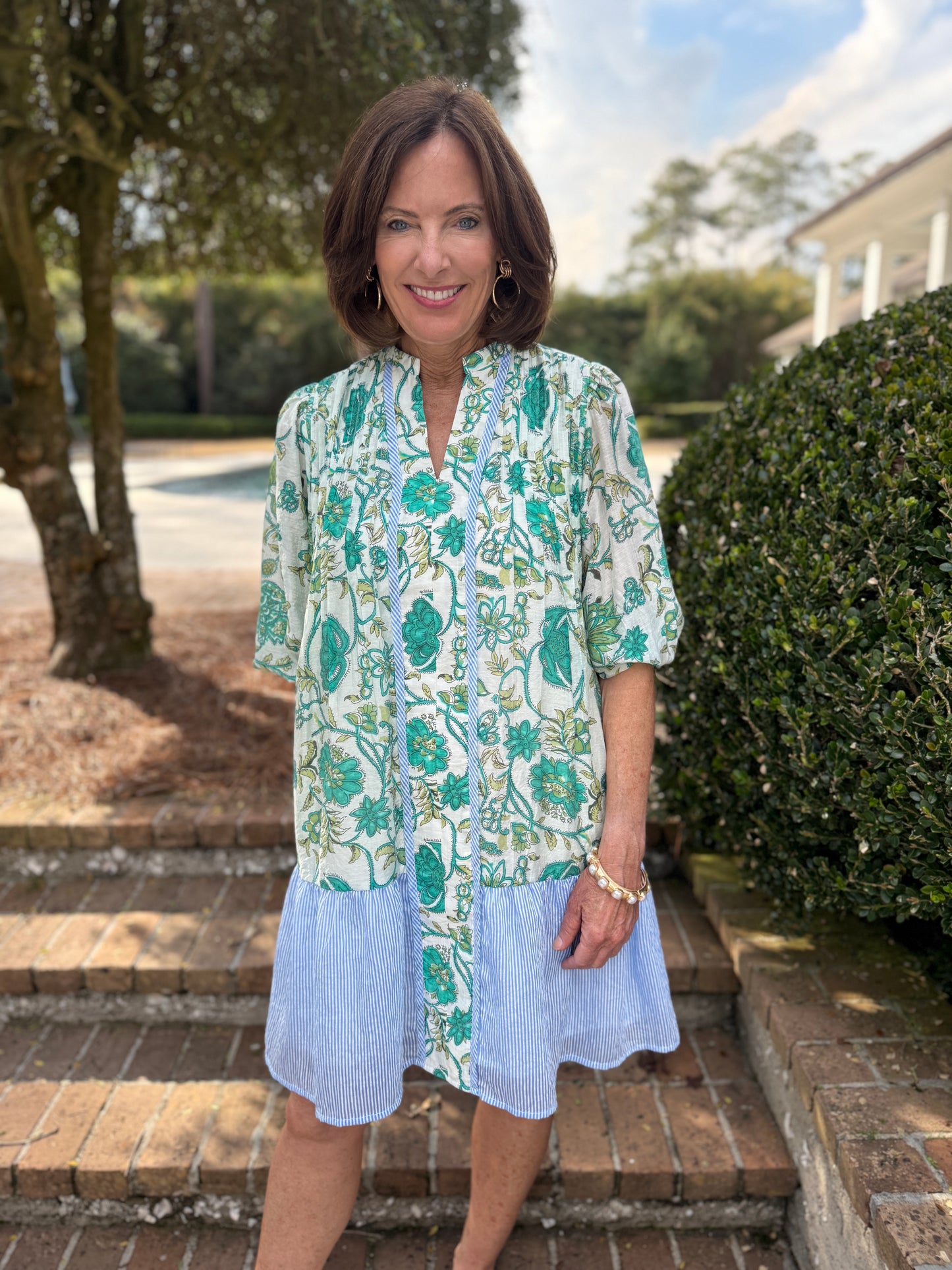 Garden Flare Short Sleeve Floral Dress