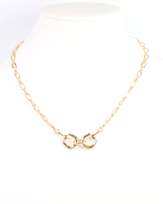 Declan Double Horsebit Necklace Gold