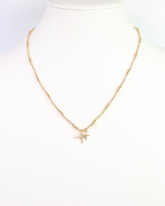 Saylor Cross Charm Necklace Gold