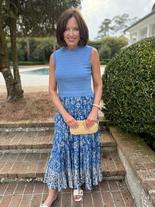 Breezy In Blue Sleeveless Maxi Dress