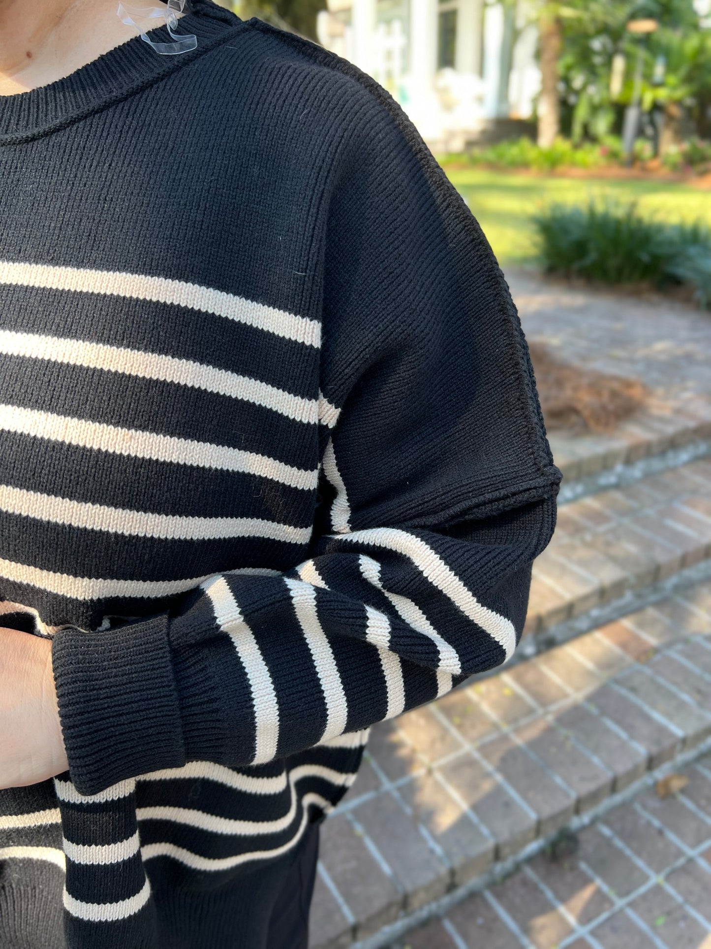 Through the Night Black Striped Sweater