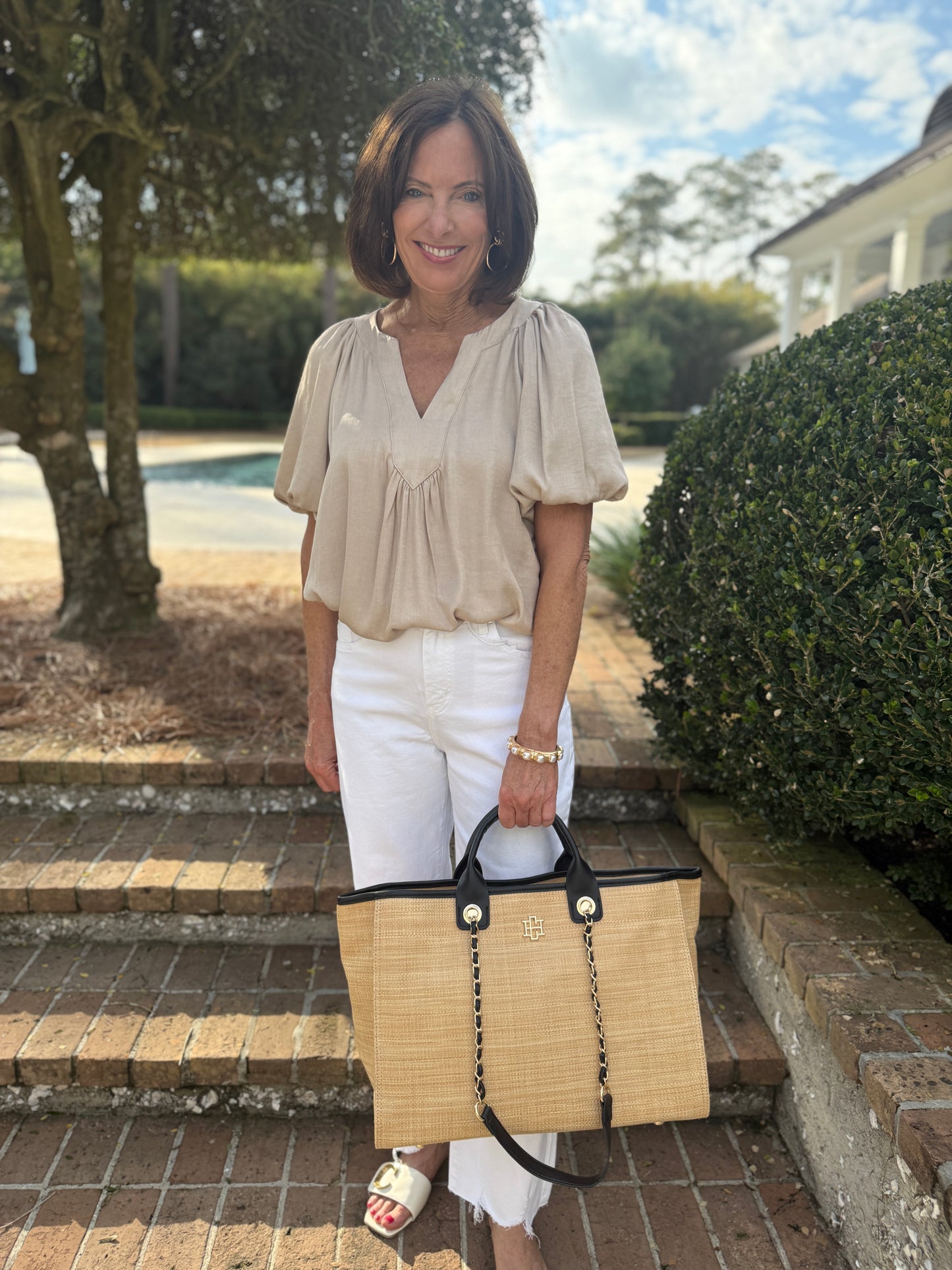 Flo Taupe Balloon Sleeve Top