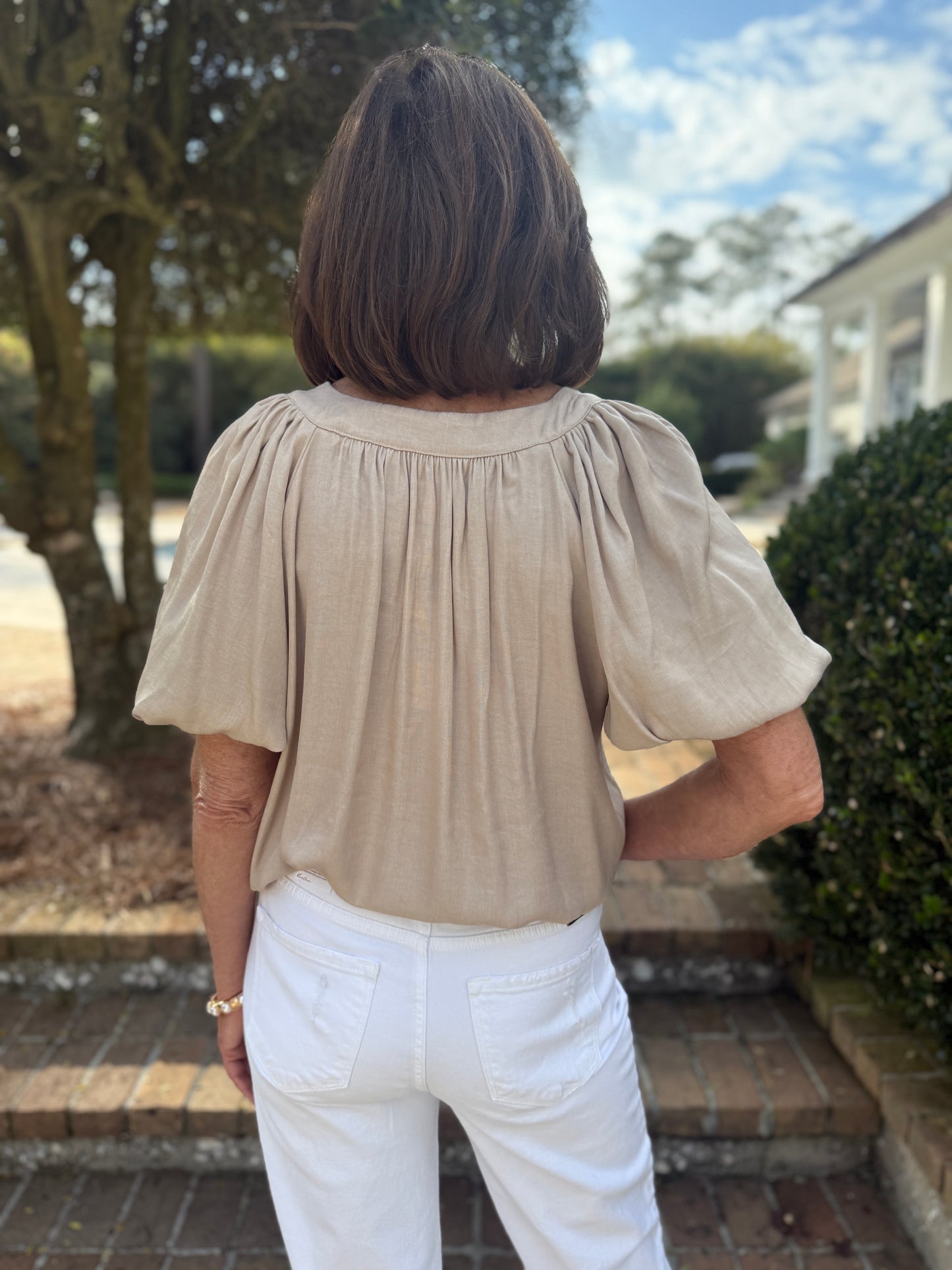 Flo Taupe Balloon Sleeve Top