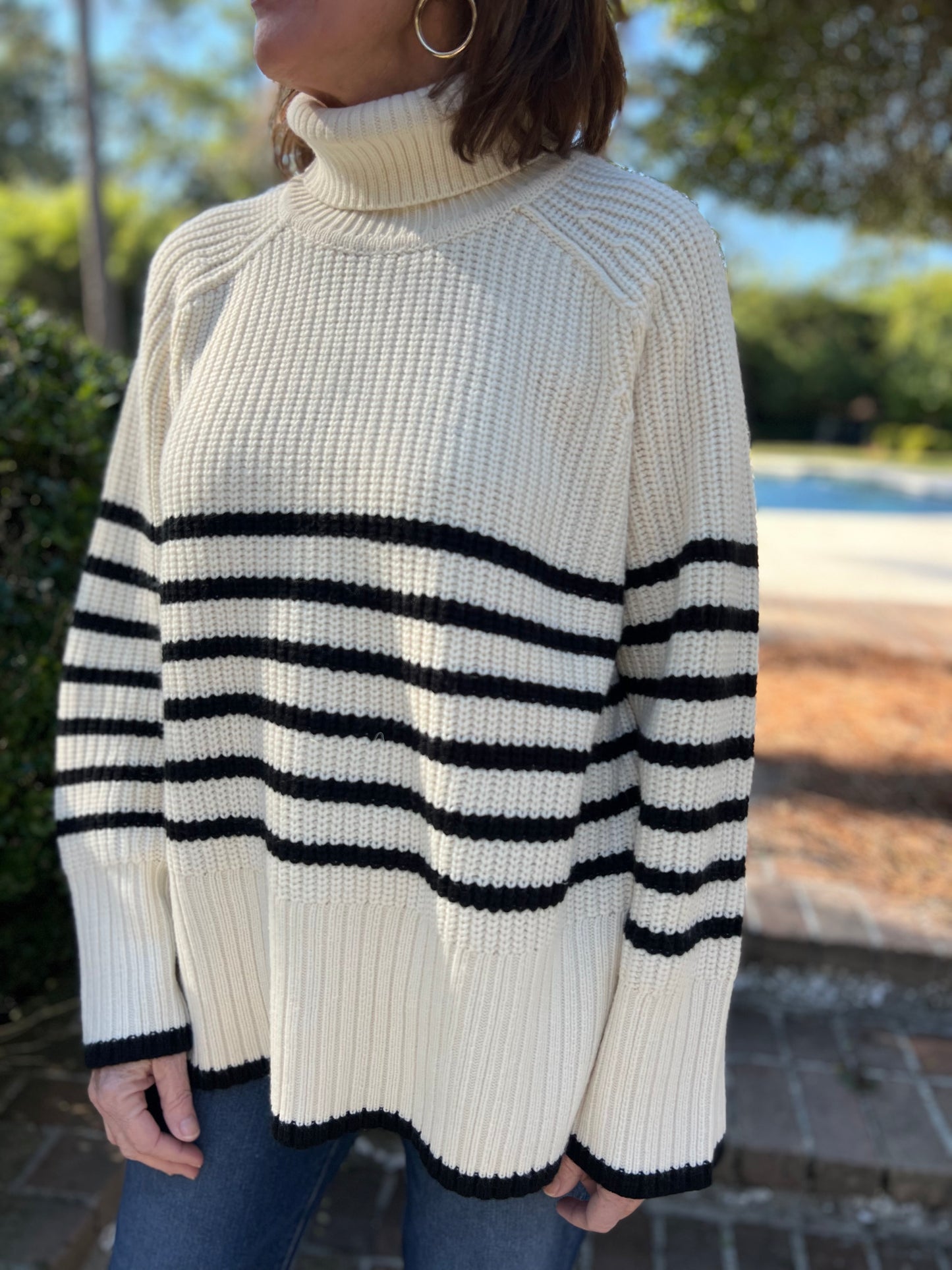 Wifey Material Striped Turtleneck Sweater