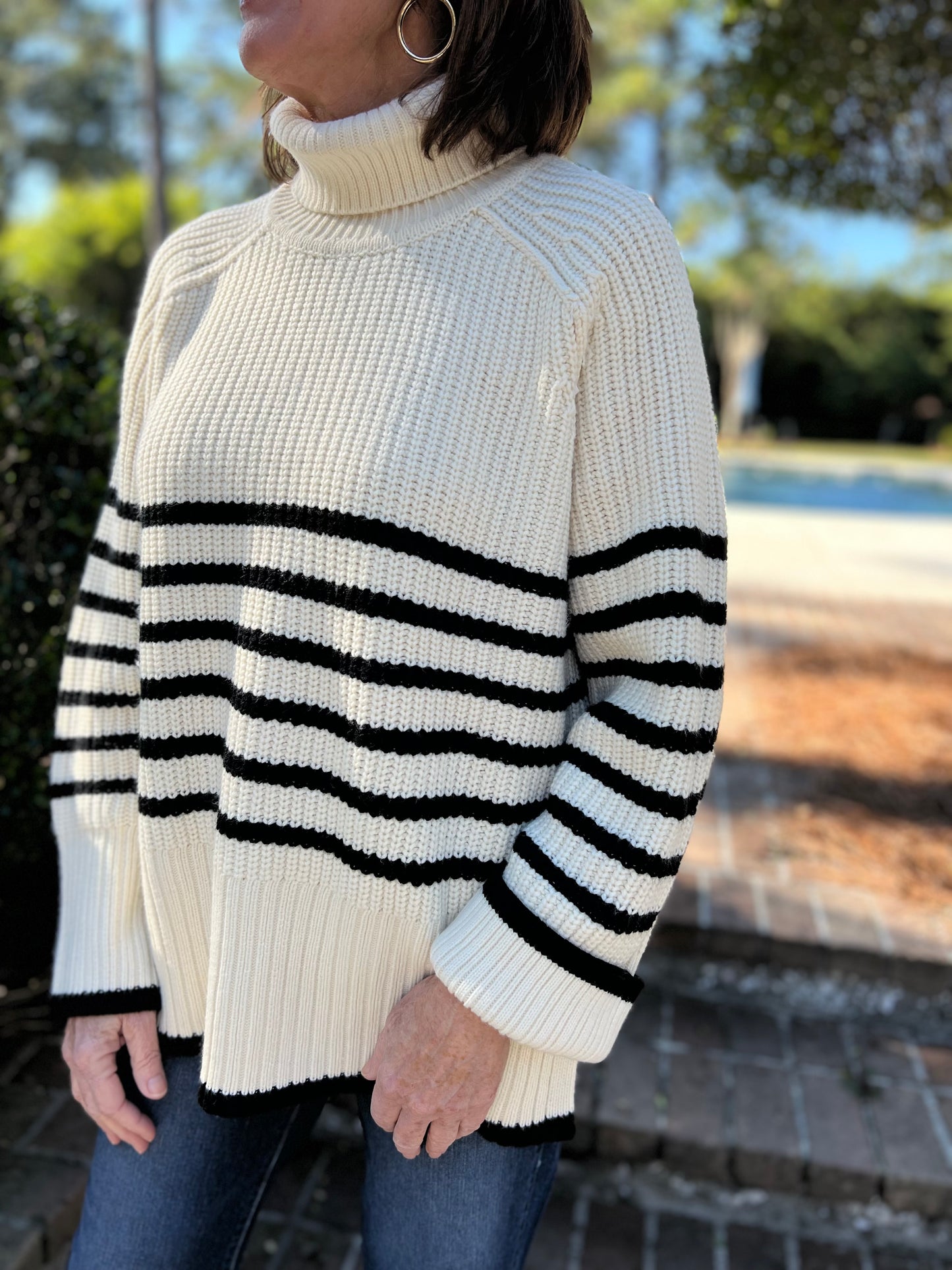 Wifey Material Striped Turtleneck Sweater