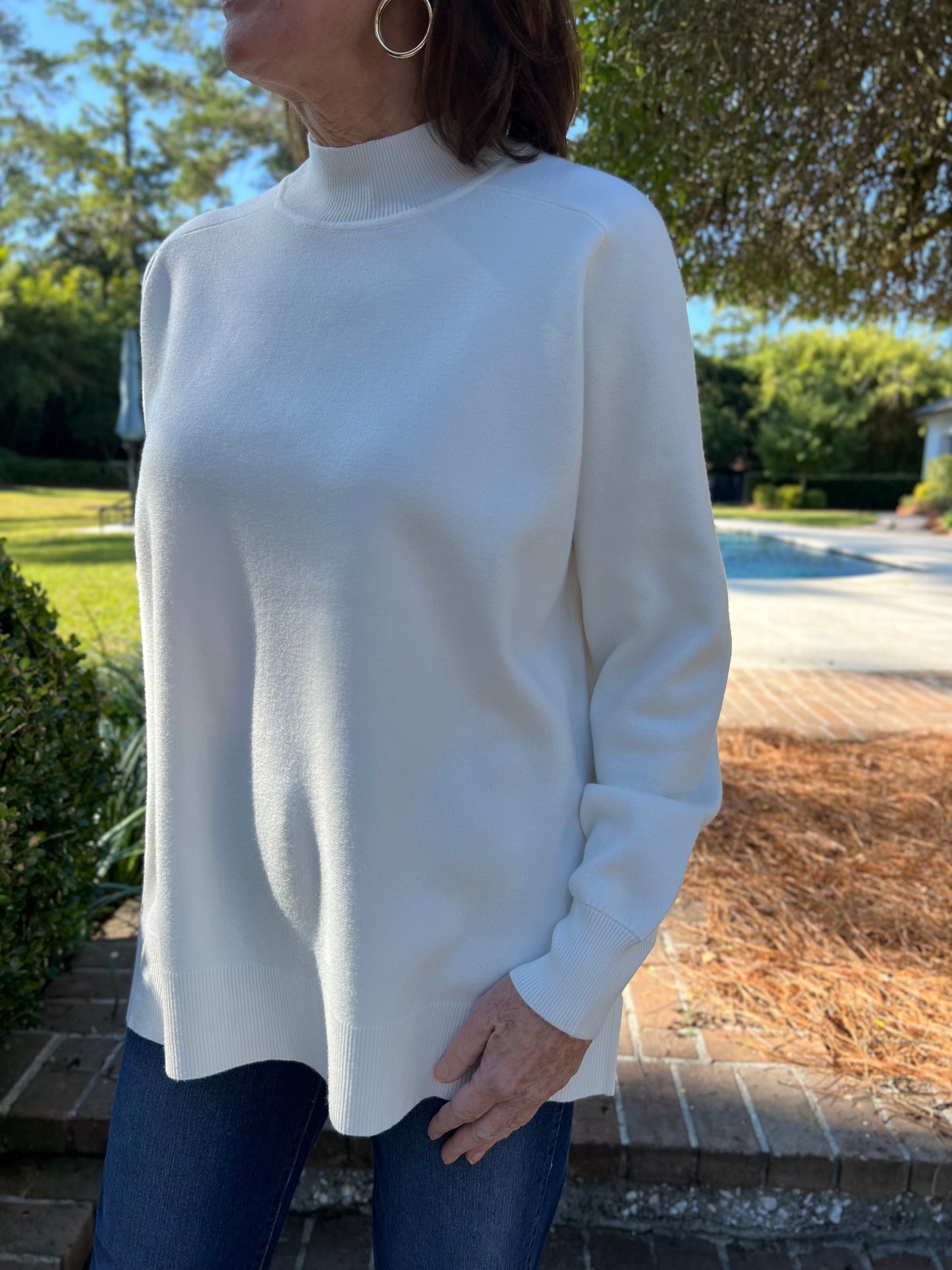 Frosted Window's Cream Mock Neck Sweater