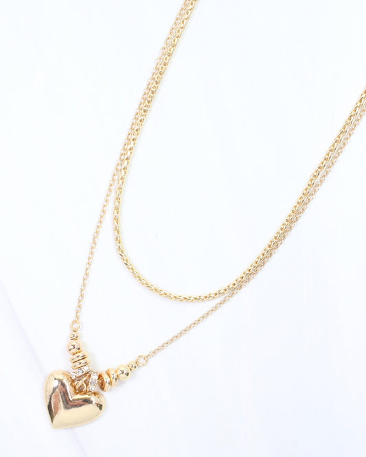 Devin Layered Heart Necklace Gold