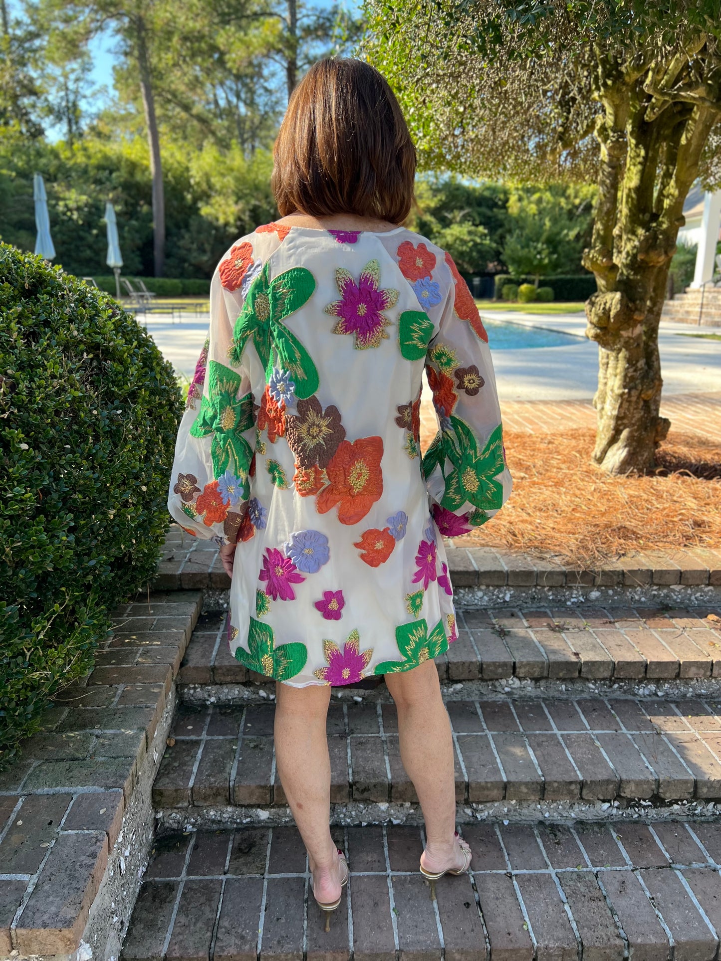 Walk With Me Cream Floral Dress