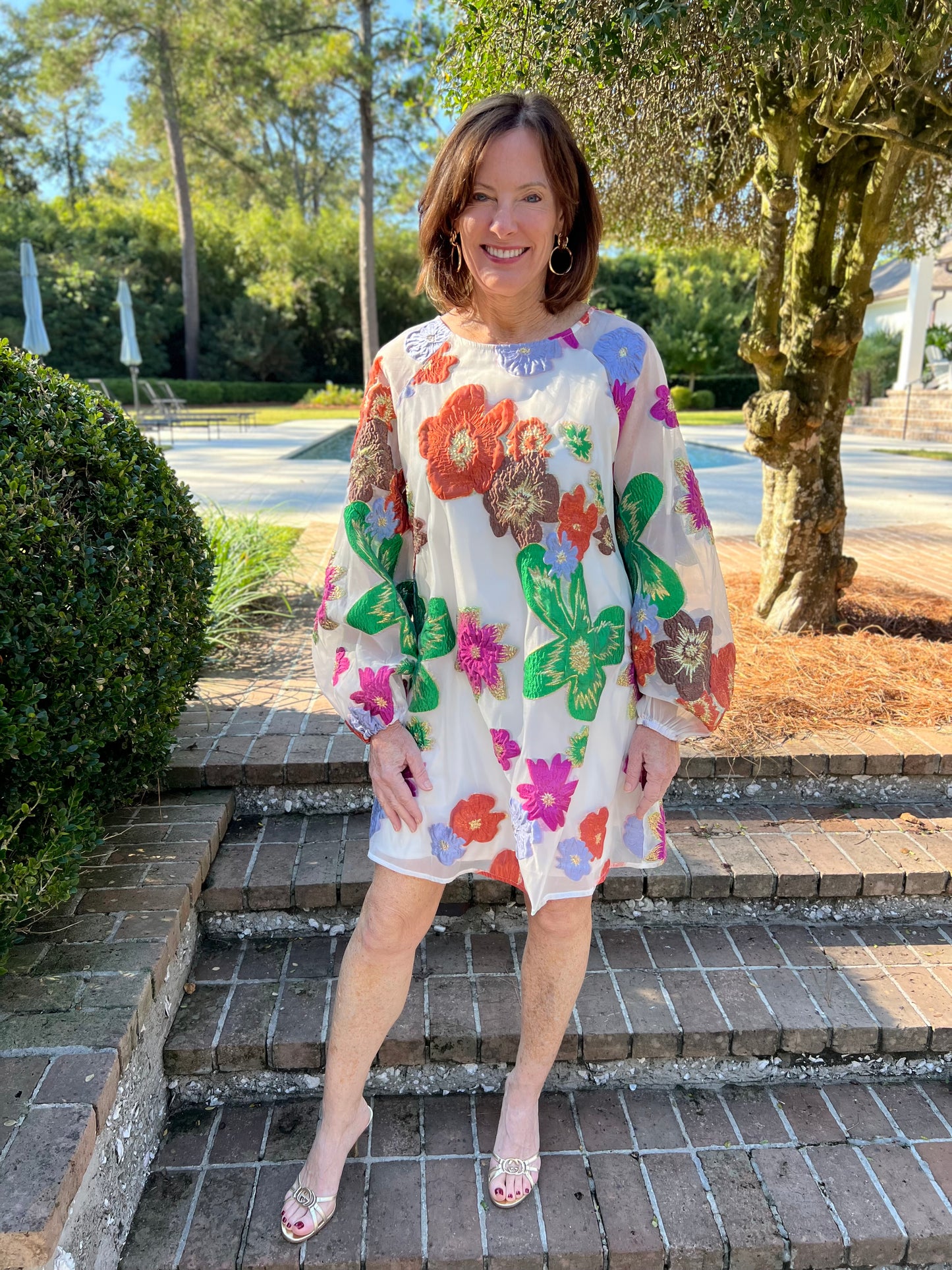 Walk With Me Cream Floral Dress