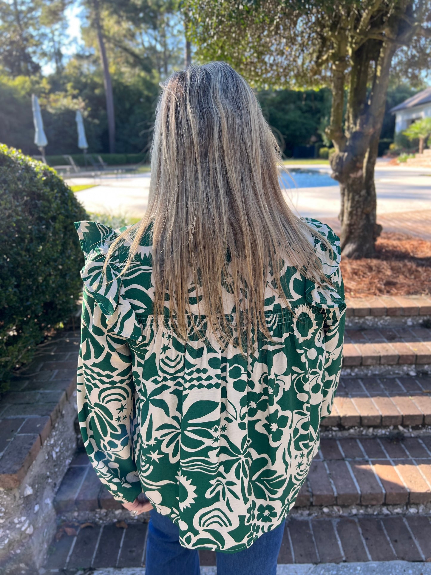 Luscious Heart Green Printed Blouse