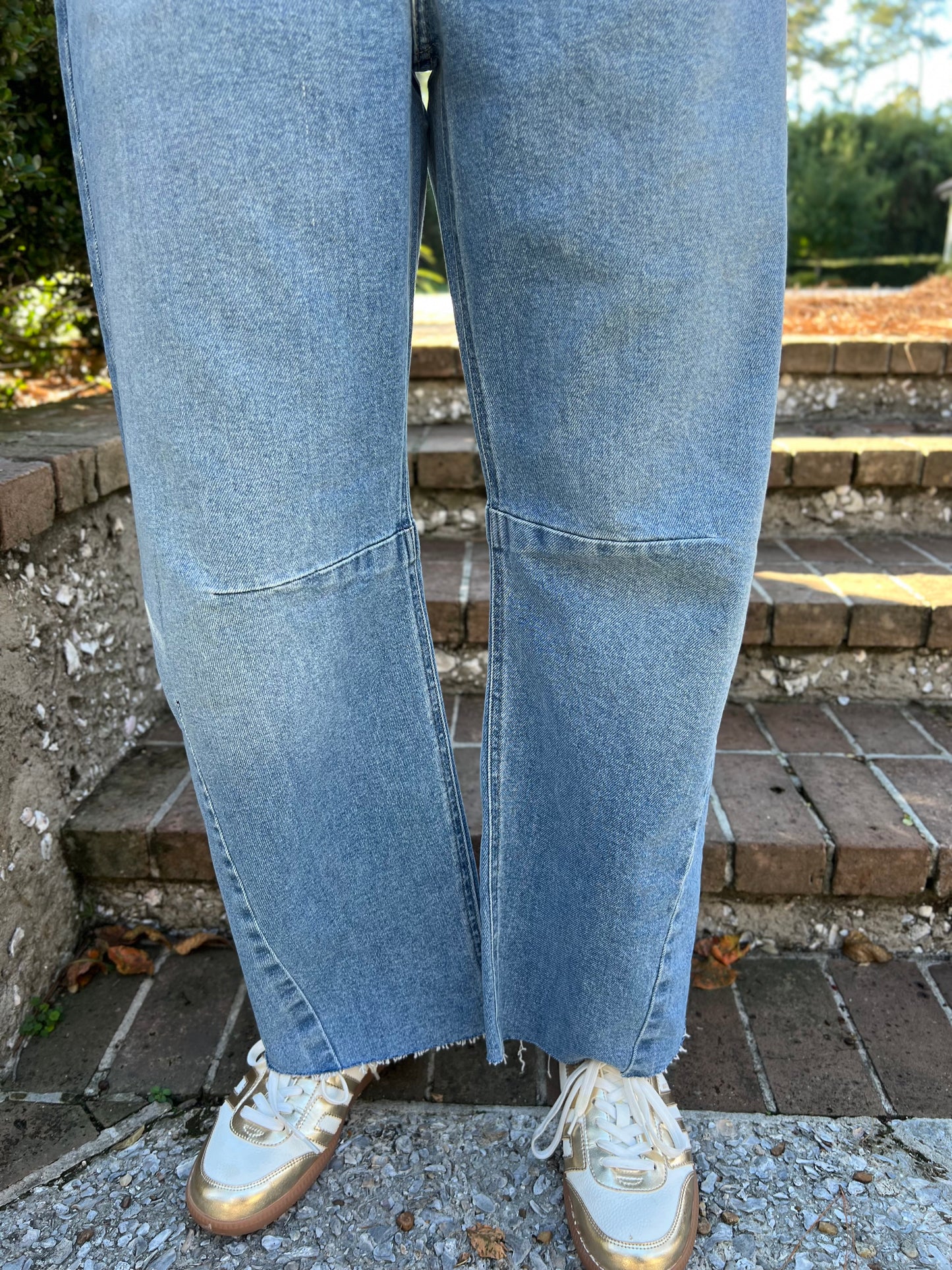 Just Black Barrel Jean with Seams-Light Wash