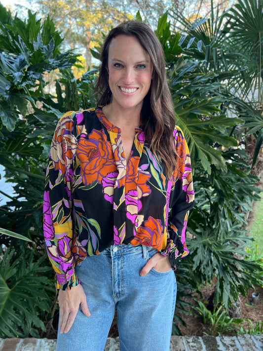 Love Her Lavender Floral Print Blouse