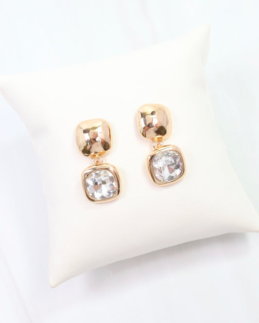 Hawthorne Hammered Crystal Drop Earring Clear