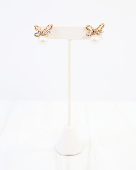 Park Place Pearl Bow Stud Gold
