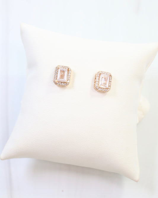 Effie Emeral Cut Crystal Stud Gold